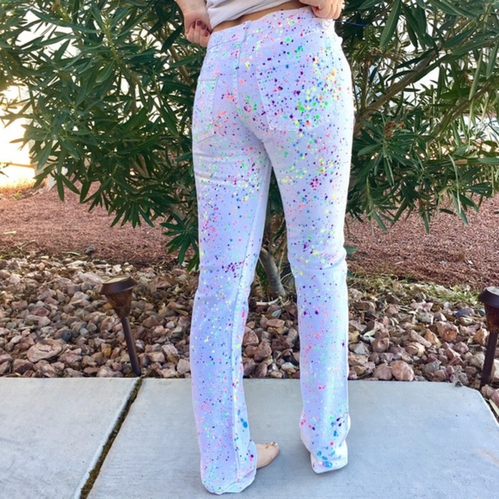 American Apparel paint splat slim slack jeans